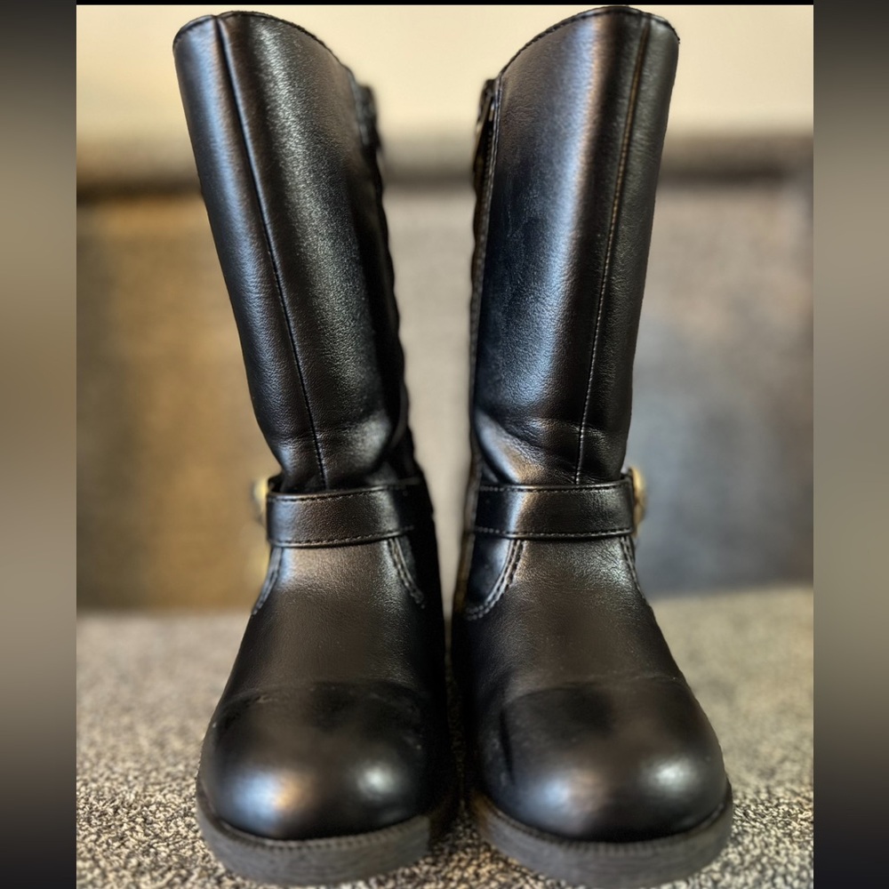 Toddler size 6 Black Knee-High Boots.